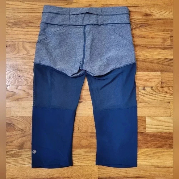 Lululemon Training Tough Crop Poseidon Blue Luxtreme Mesh Details Tights(6) - Picture 3 of 8